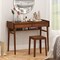 31" Modern Walnut Wicker Computer Desk with 2 Drawers and Shelf, Cable Management